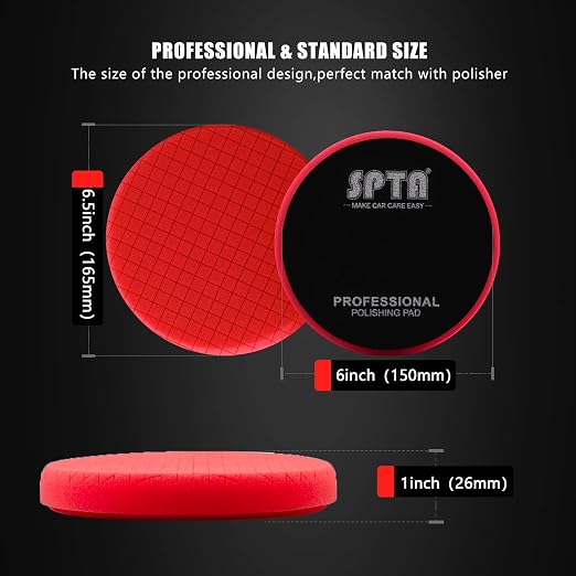 Red Finish Polishing Pads, Buffing Pads, SPTA 3Pcs 6.5 Inch Face - Image 2