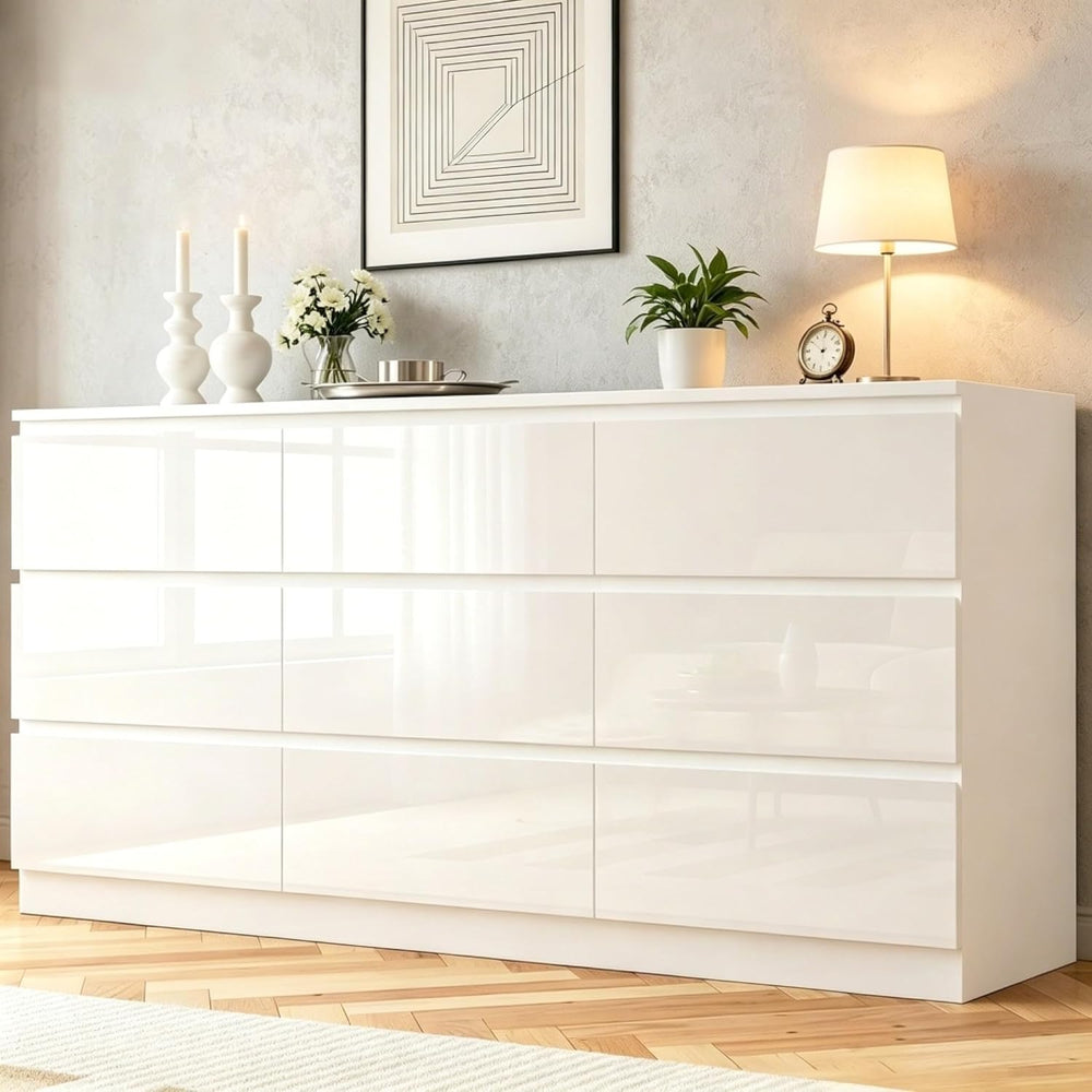 70 INCH 9 Drawers Dresser with Charging Station, Modern Large Dresser with 9 ...