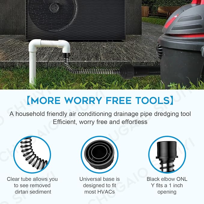 AC Drain Line Cleaner；AC Drain Line Cleaner Adapter Evacuates & Unclog AC Drain - Image 2