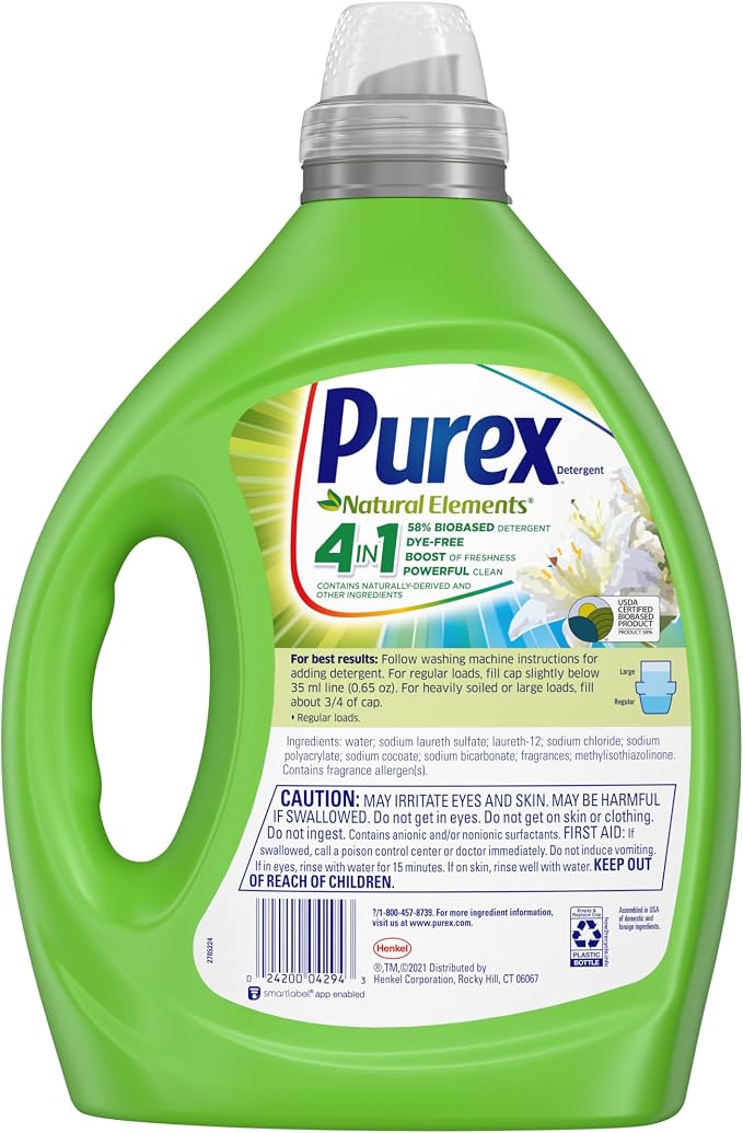 Purex Liquid Laundry Detergent, Natural Elements Linen & Lilies, 2X Concentrated - Image 2
