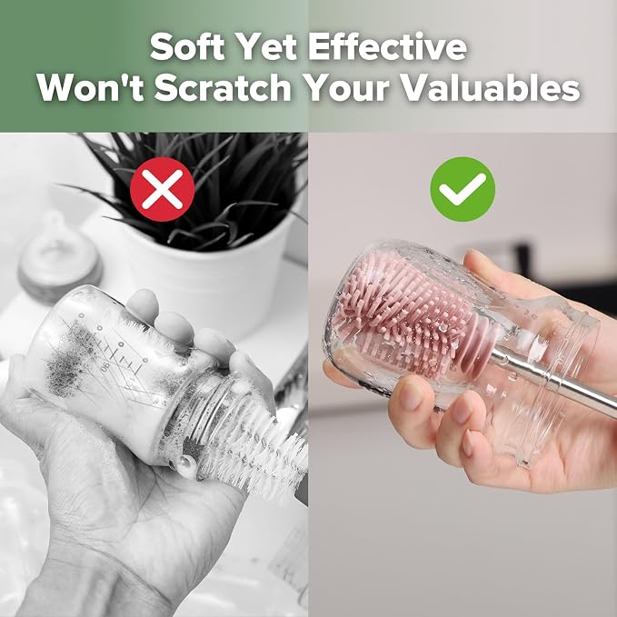haakaa Cleaning Brush Silicone Bottle Brush Double-Ended Soft Silicone Bristles - Image 5