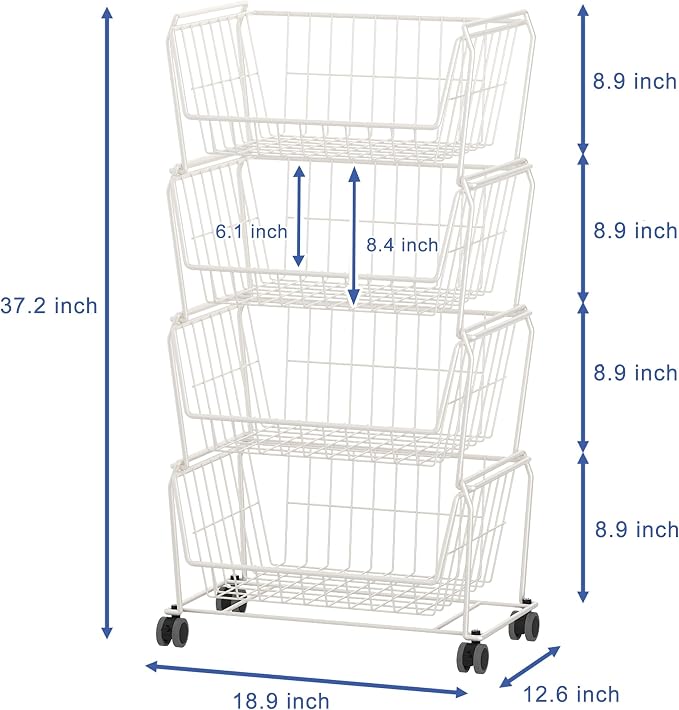 PUSDON Stackable Metal Storage Carts, Dual Use Shelf - Image 5