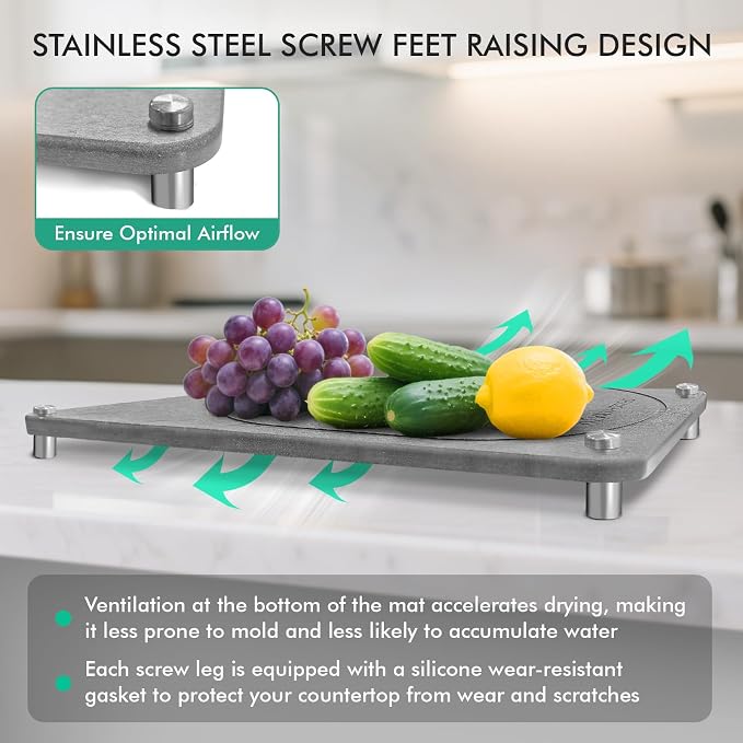 Stone Drying Mat For Kitchen Counter Superb Absorbent Diatomaceous Earth Mats - Image 3