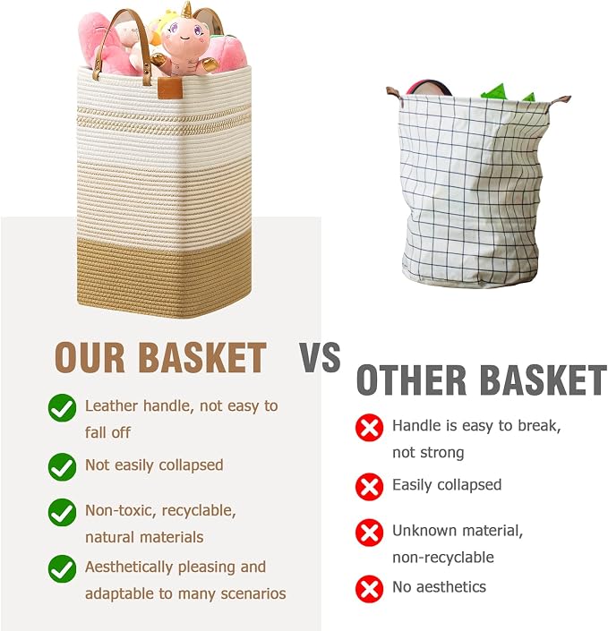 danpinera Large Laundry Hamper – 75L Tall Woven Cotton Storage Basket - Image 6