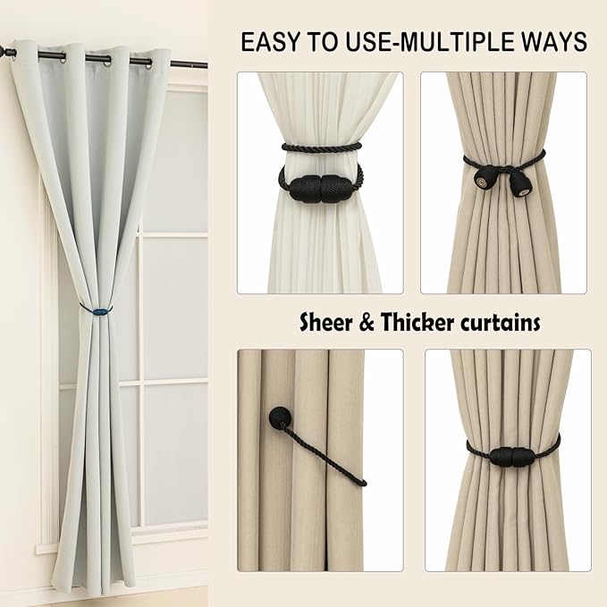 Magnetic Curtain Tiebacks Rope Curtain Tie Backs - Image 5