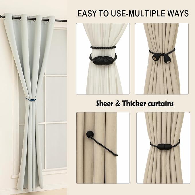 Magnetic Curtain Tiebacks Rope Curtain Tie Backs - Image 5