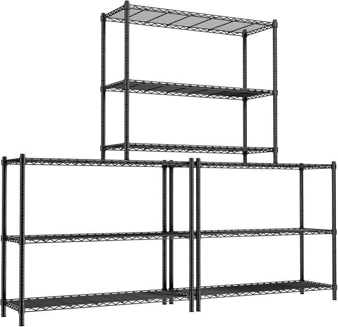 Storage Shelves, 3-Tier Adjustable Metal Industrial Utility Shelf Rack by Unknown