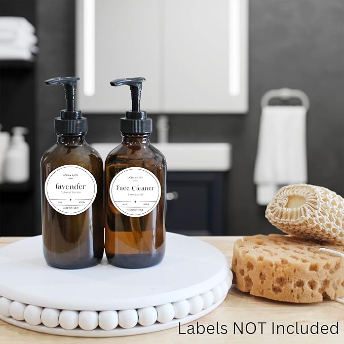 Cornucopia 8oz Glass Pump Bottles, Lotion Soap Dispensers w/Black Plastic Pumps - Image 8