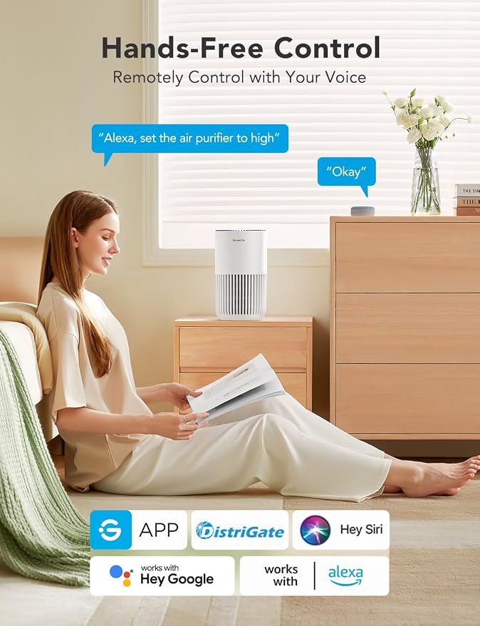 GoveeLife Mini Air Purifier for Bedroom, Smart Filter Air Purifier - Image 2