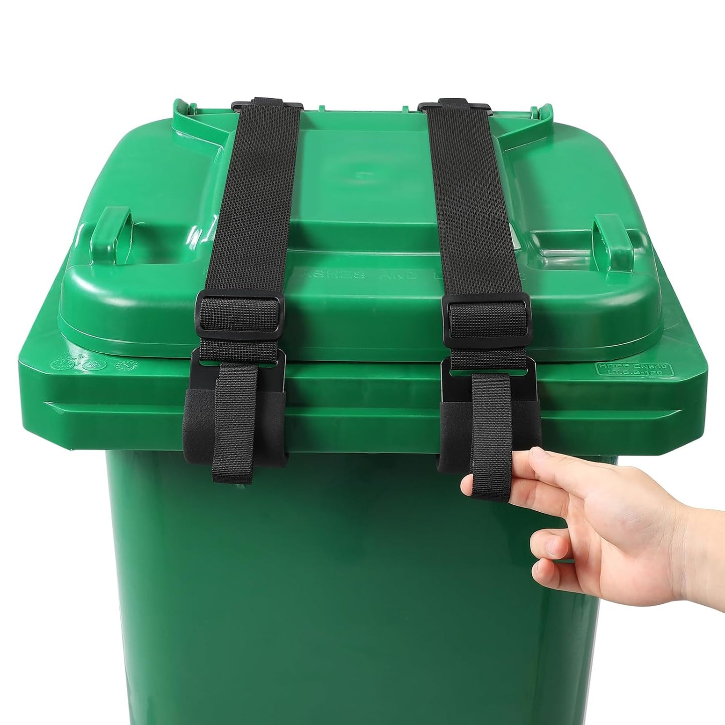 2 Pcs Trash Can Lock for Animals Secure Garbage Can Lid Straps Adjustable Heavy Duty Outdoor Bins, Bear/Raccoon/Dog Proof