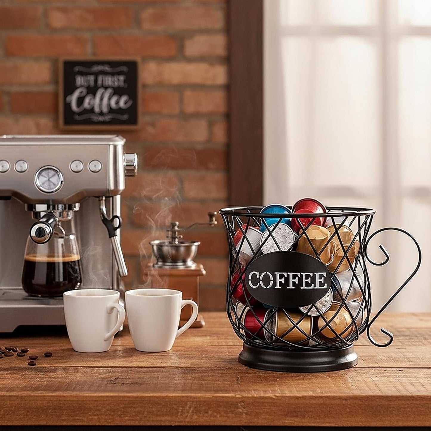 TreeLen K Cup Holder Coffee Pod Holders for 35 Kcups Keurig Storage Organizer Coffee Bar Accessories for Counter - Matte Black