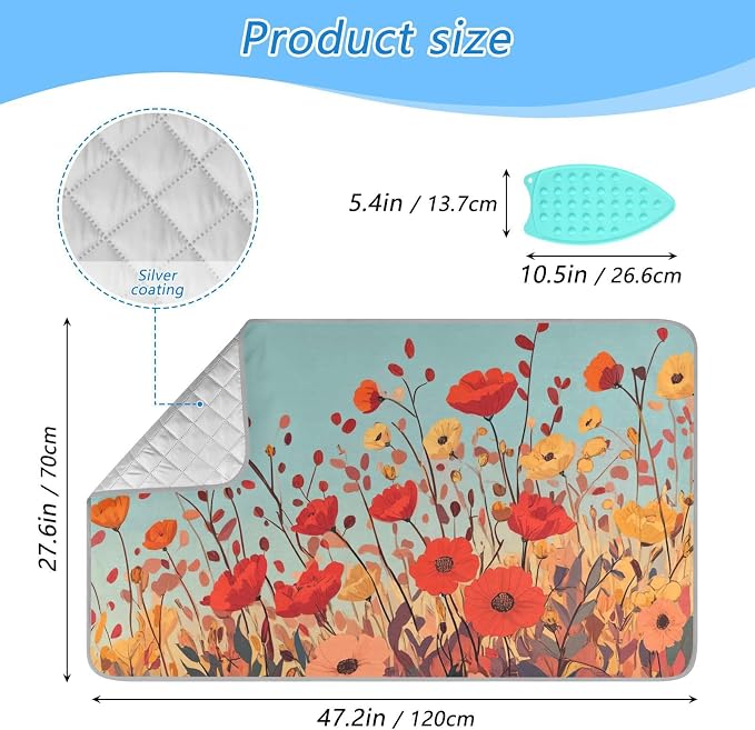 Autumn Poppy Flowers 01 Ironing Mat - Image 2