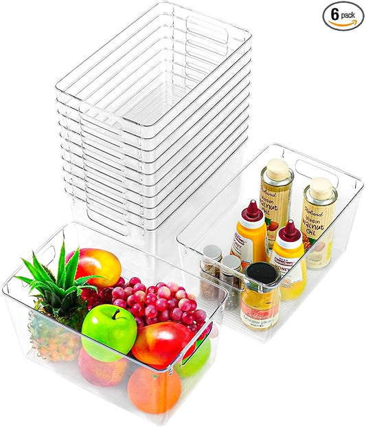 12 Pack Large Clear Plastic Storage Bins, Plastic Containers by Freebat