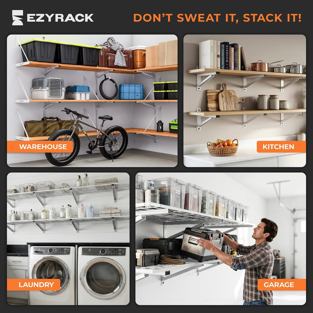 Heavy Duty Metal Brackets for Garage Wall Shelving, Modular Wall Mounted Stor...