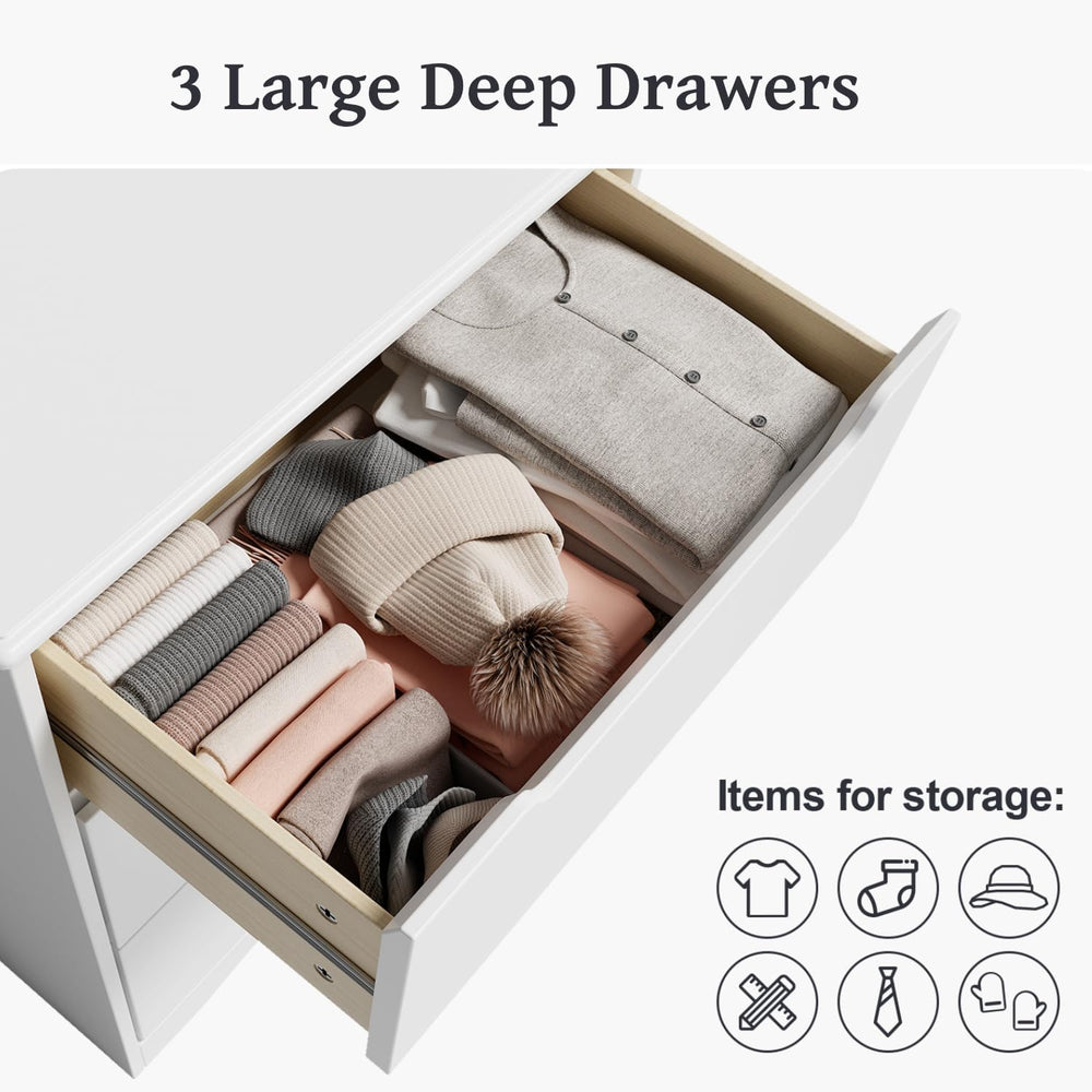 Gizoon 3 Drawers Chest, Bedroom Drawer Dresser with Large Storage Capacity