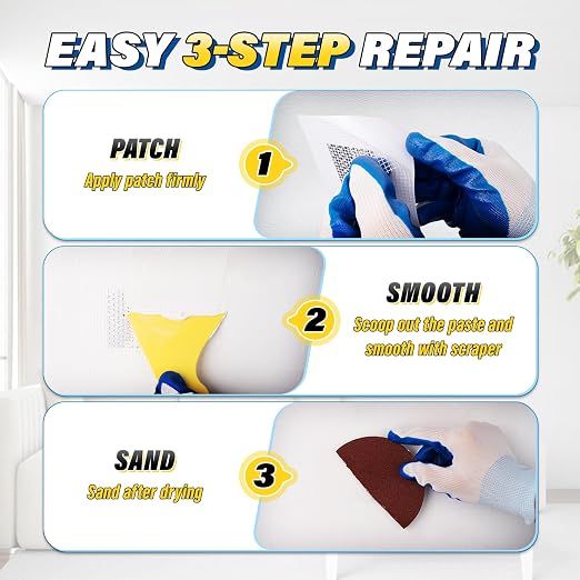 DIYSELF 16 Pieces Drywall Repair Kit Spackle Wall Repair Drywall Patch Kit Wall - Image 5