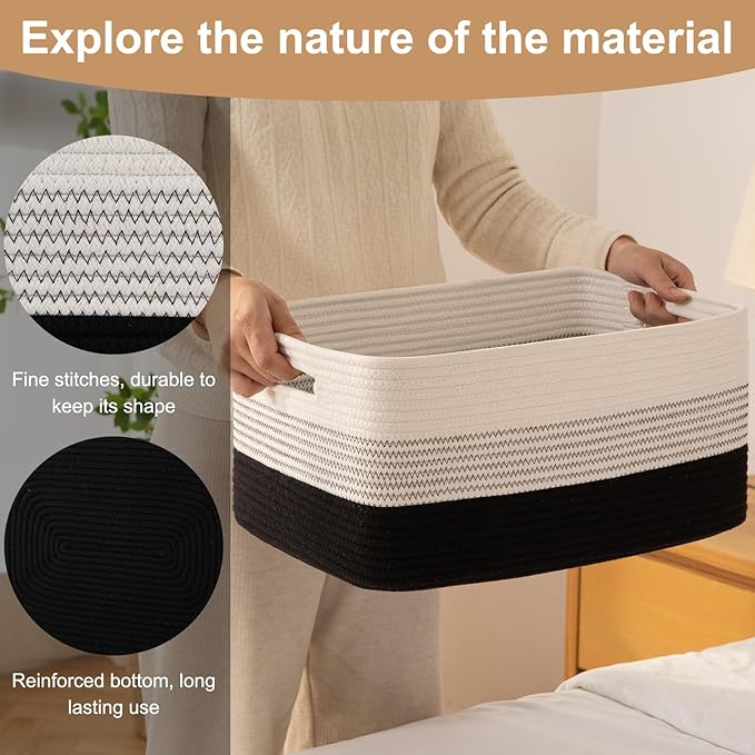 Large Storage Basket for Organizing, Woven Rope Basket for Shelves, Closet - Image 7