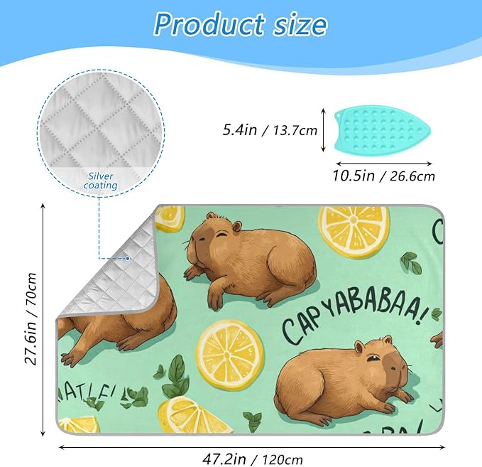 Mint Green Capybara Lemon Ironing Mat - Image 2
