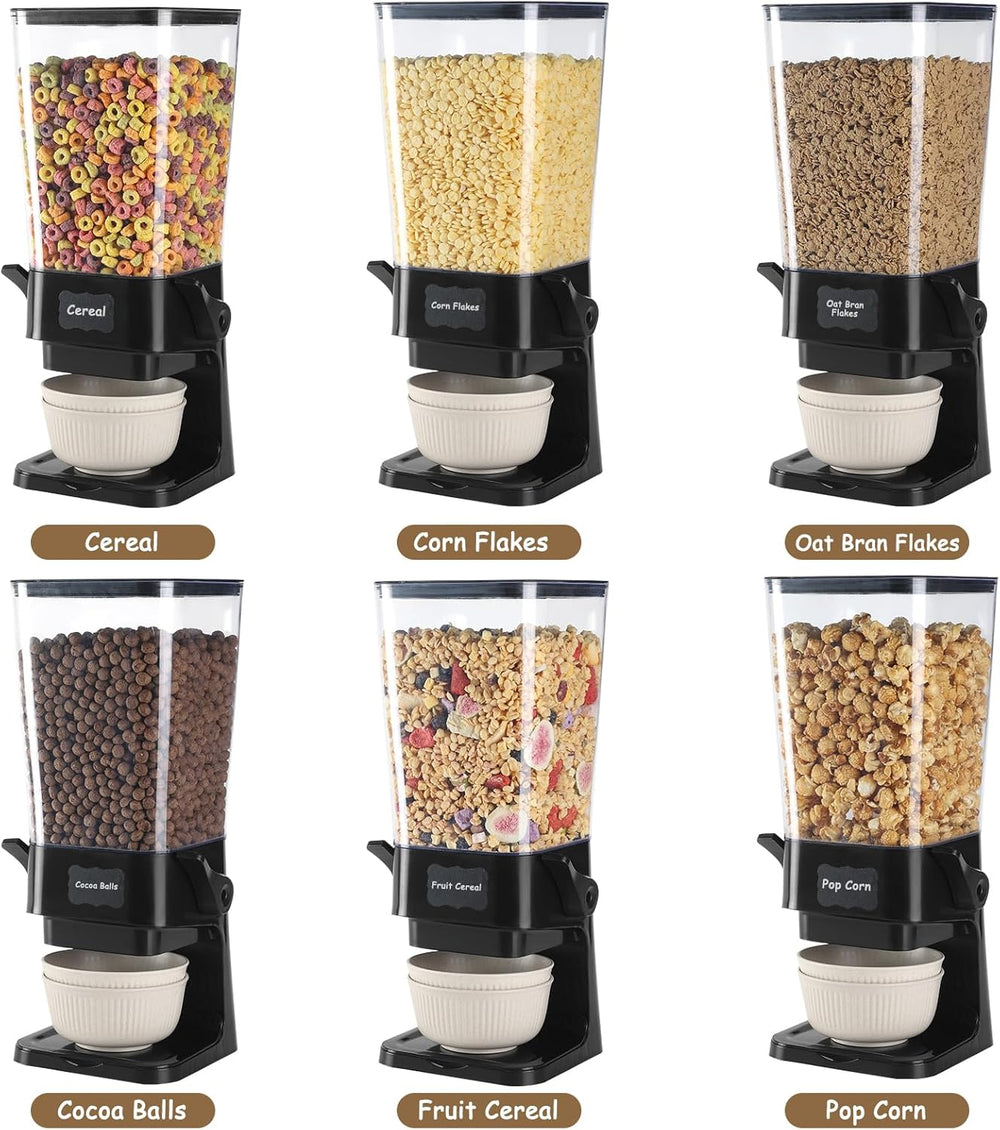 Cereal Dispenser Countertop with Cereal Bowls,16 Labels & Pen, Cereal Con...