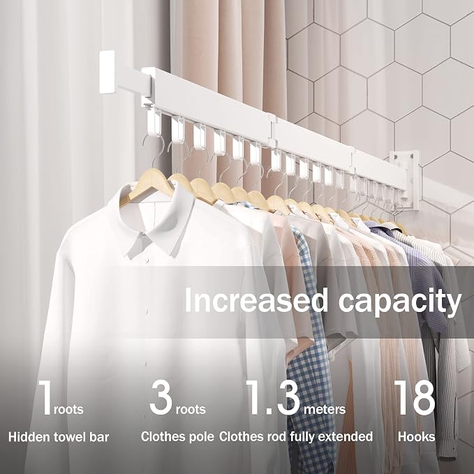 Clothes Drying Rack, Laundry Drying Rack, Clothes Rack Wall Mount, Wall Mounted - Image 7