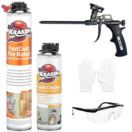 Kraken Bond Fastcoat Fire Rated Spray Foam Insulation Kit Closed Cell in a Can by KRAKENBOND