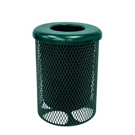COATEDOUTDOORFURNITURE RFT-TXTGRN Heavy Duty Round Trash Receptacle by CoatedOutdoorFurniture