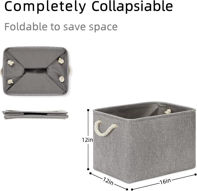 DULLEMELO Fabric Storage Bins 16x12x12 inches, Large Rectangular Storage - Image 2