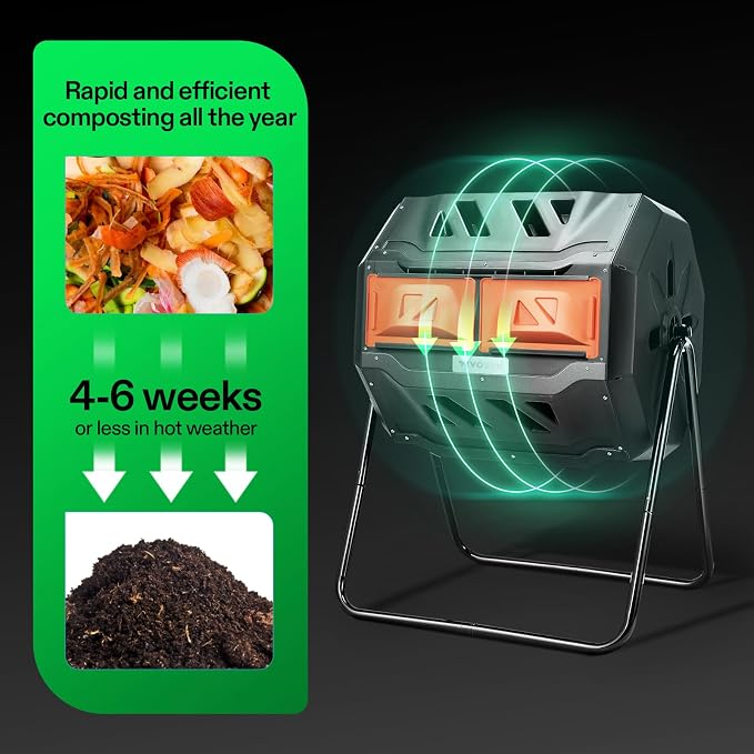 VIVOSUN Outdoor Tumbling Composter Dual Rotating Batch Compost Bin, 43 Gallon - Image 7