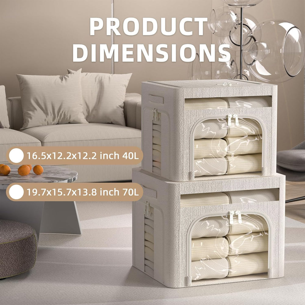 FHSQX 6 Pack Foldable Storage Bins for Clothes Clothes Storage Bins with Meta...