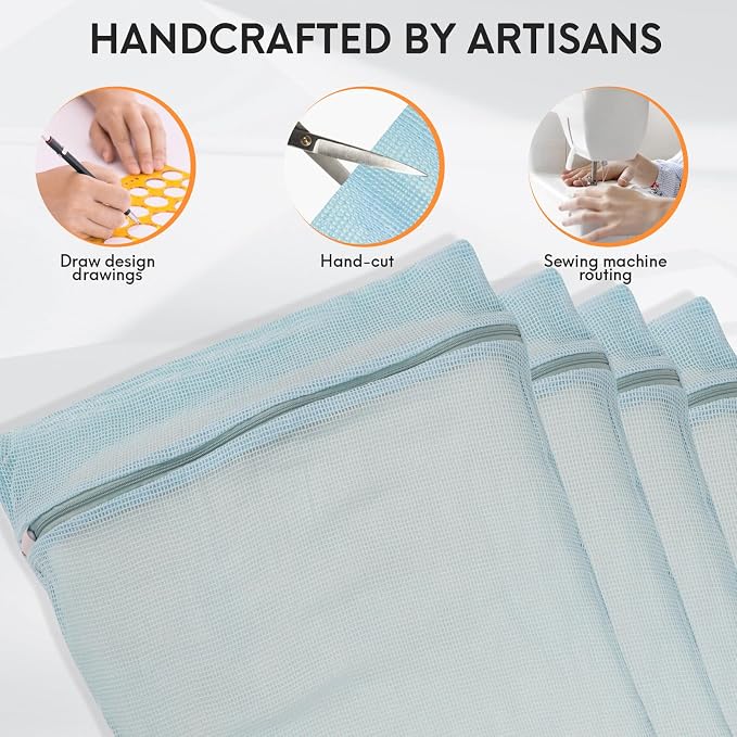 4-Piece Blue Large Durable Organic Cotton Mesh Laundry Bags - Image 3