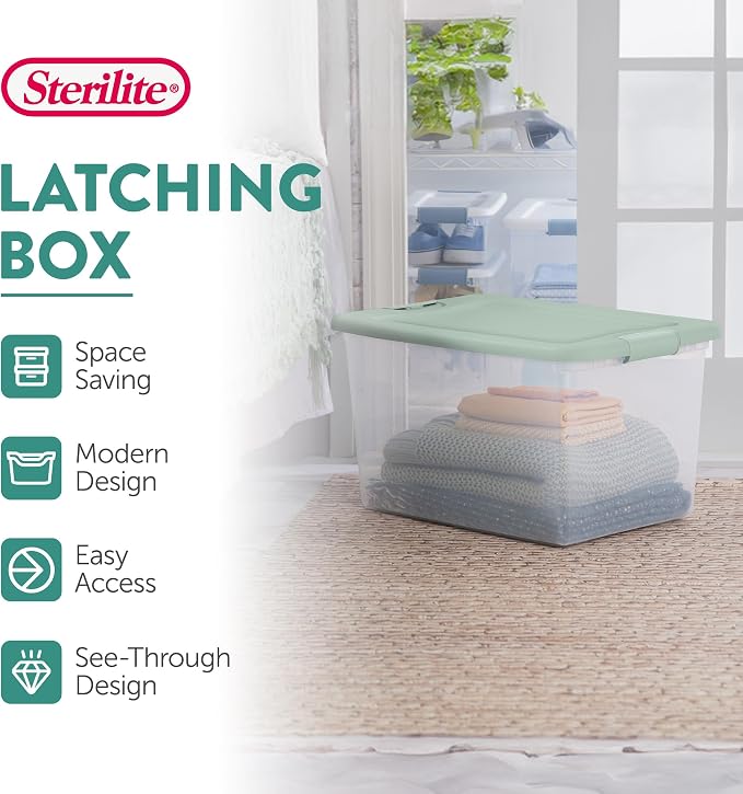 Sterilite 12 Pack Latching Box, 64 Quart, Mindful Mint - Image 5
