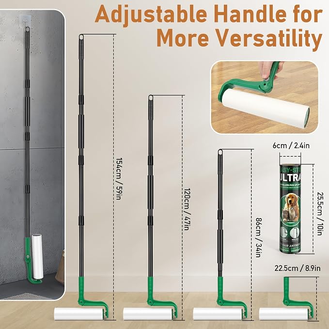 10" Large Lint Roller for Pet Hair Extra Sticky, Long Handle Floor Sticky - Image 5