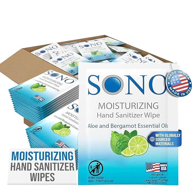 SONO Bergamot & Aloe Moisturizing Hand Sanitizer Wipes by SONO