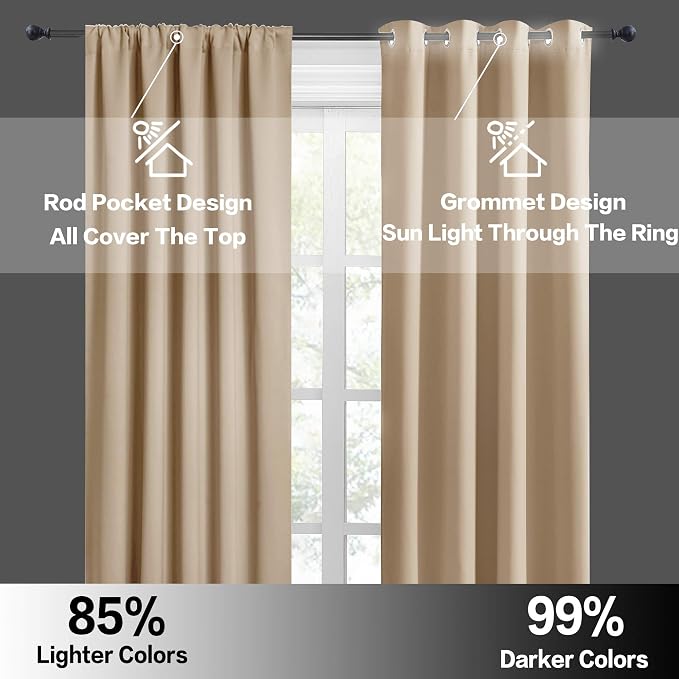 RYB HOME Blackout Shades Curtains Window Dressing Energy Saving Curtain - Image 5