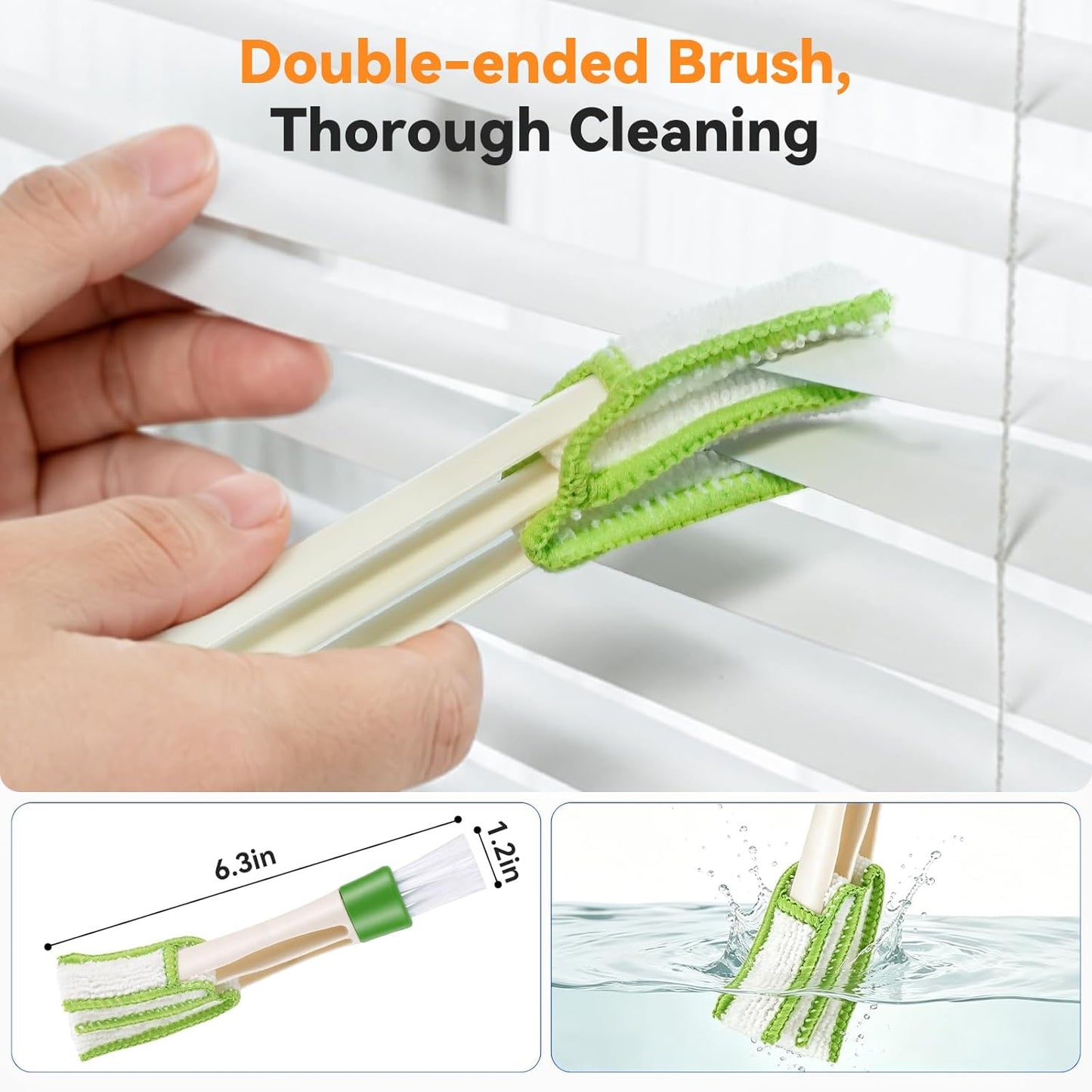 8PCS Window Blind Cleaner Duster Tool, 7-Finger Microfiber Blind Duster, Removable and Washable,Cleaning Tools for Window Shutters & Air Vent