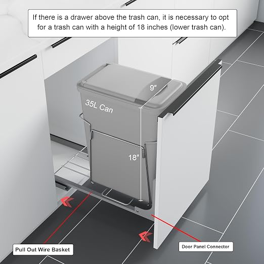 Dowell B15 Aluminum Base Wastebasket Pullout - Image 6