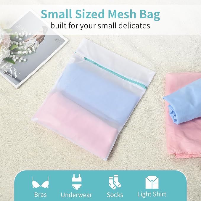 OTraki 12x16 Inch Mesh Laundry Bag 2 Pack Small Lingerie Sock Bag Washing - Image 4