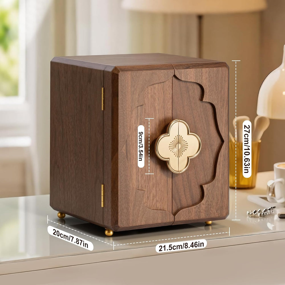 5-Layer Double-Door Walnut Wood Jewelry Box