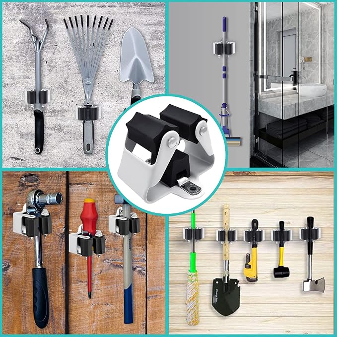 3-H Broom Hanger, Mop Holder Wall Mount 20 Pack, Broom Holder Wall Mount - Image 4