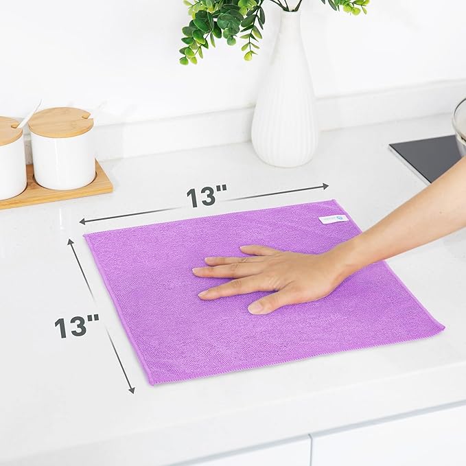 Purple Microfiber Cleaning Cloth, Ultra Soft Absorbent Microfiber Cleaning Rags - Image 2