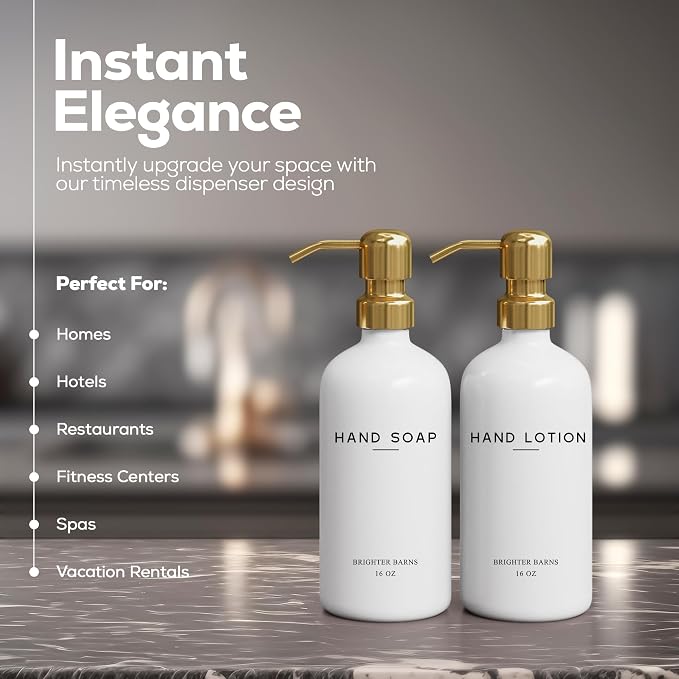 Luxury Glass Soap and Lotion Dispenser Set by Brighter Barns - Image 2