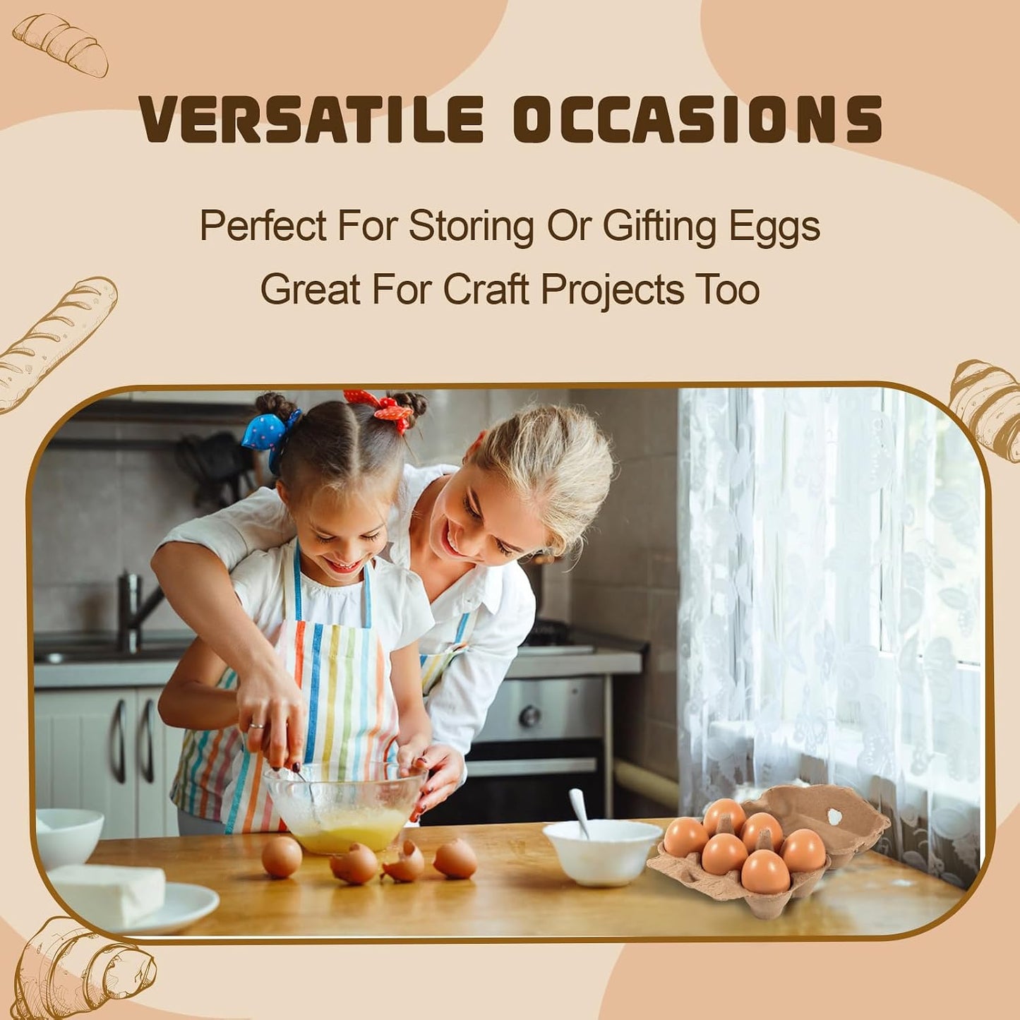 DecarDamai 40 Pack Half Dozen Egg Cartons Bulk 6 Count, Empty Natural Paper Pulp Egg Cartons Reusable, Strong Sturdy Design Made from Natural Cardboard.