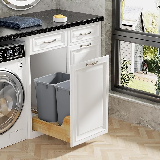 ROOMTEC 35QT Kitchen Trash Can, Lightweight and Sturdy Slim Trash Can, - Image 7