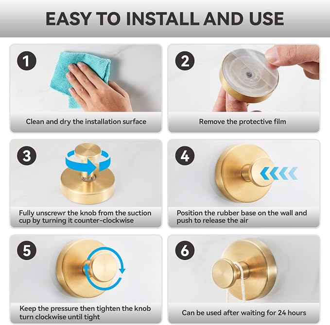4 PCS Suction Cup Hooks for Shower, Stainless Steel No Drill Suction Towel Hooks - Image 5