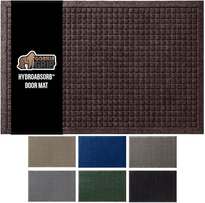 GORILLA GRIP Front Door Mat, Indoor Outdoor Ultra Absorbent HydroAbsorb Doormat by GorillaGrip