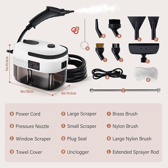 Lamberia 2500W Handheld Pressurized Steam Cleaner - Image 2