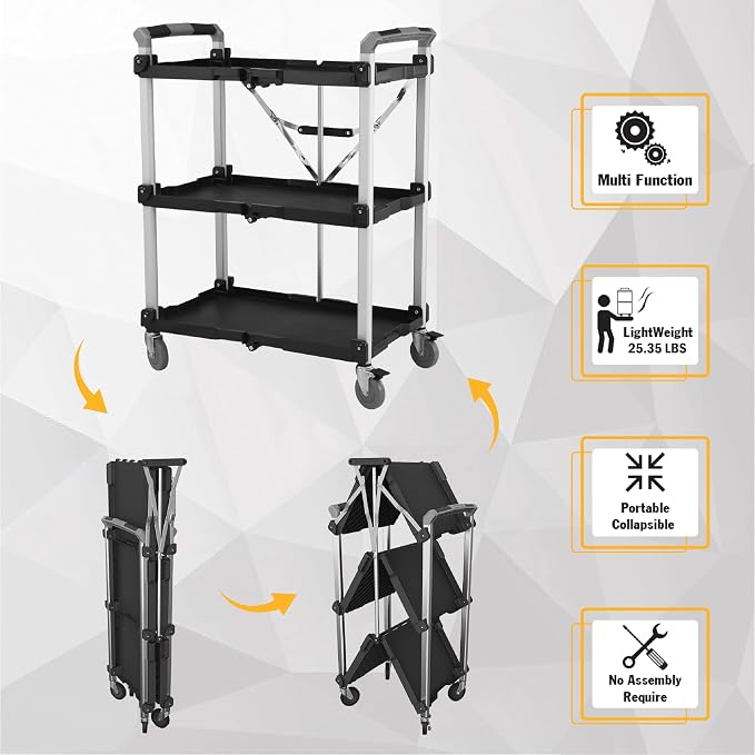 Olympia Tools 85-189 Pack N Roll Collapsible Service Cart, 300LB Capacity - Image 4