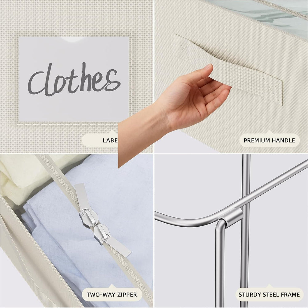 CYhom Under Bed Storage Bins Frame Storage Box Oxford Fabric Sturdy Underbed ...