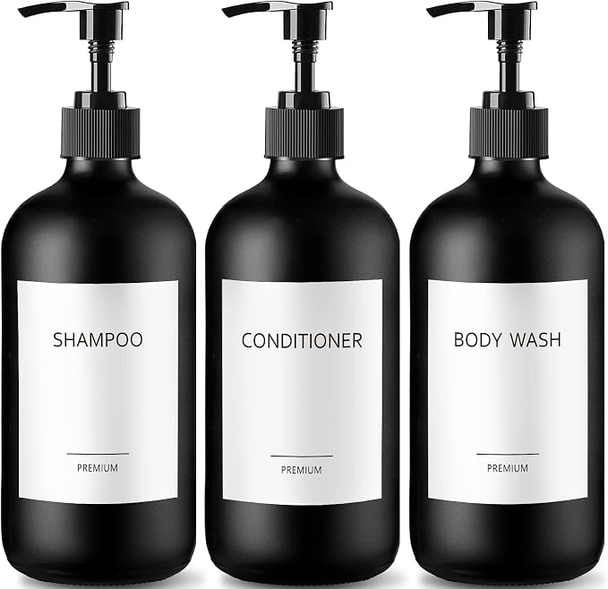 GMISUN Black Shampoo and Conditioner Dispenser, Shower Soap Dispenser Bottles by GMISUN