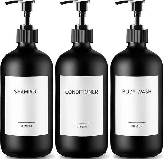 GMISUN Black Shampoo and Conditioner Dispenser, Shower Soap Dispenser Bottles by GMISUN